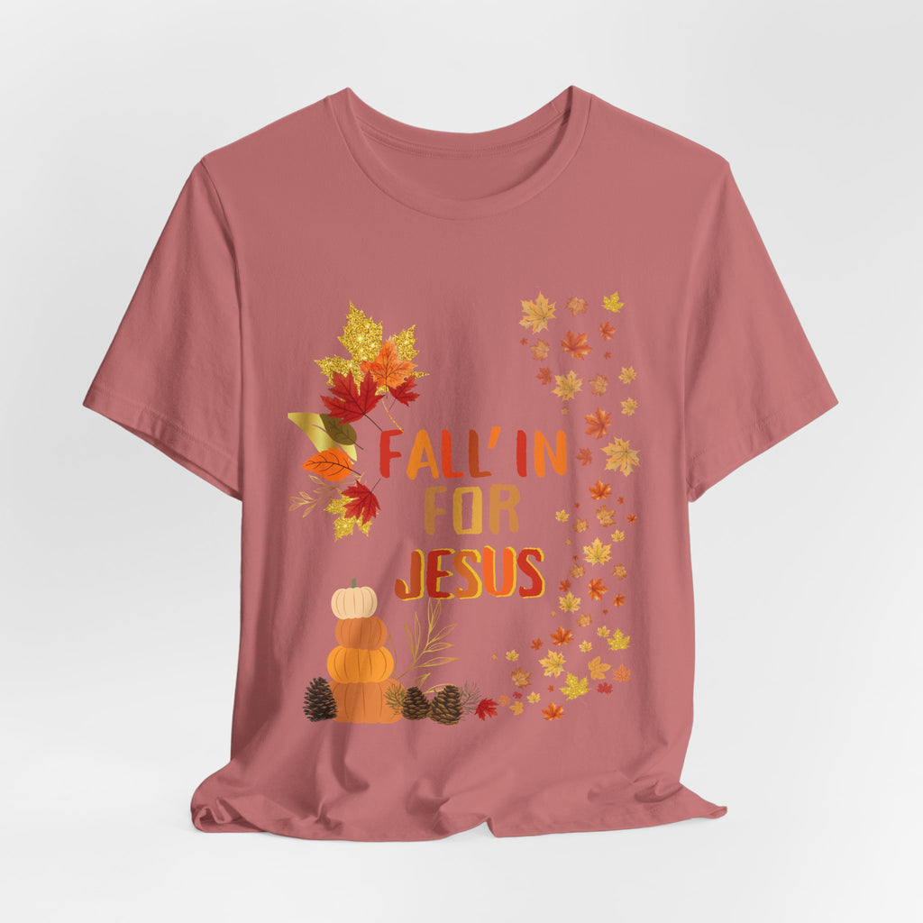 Christian Fall Tee, Fall Christian Shirt, Autumn Jesus Tshirt, Thanksgiving Religious Top, Unisex Jersey Short Sleeve Tee