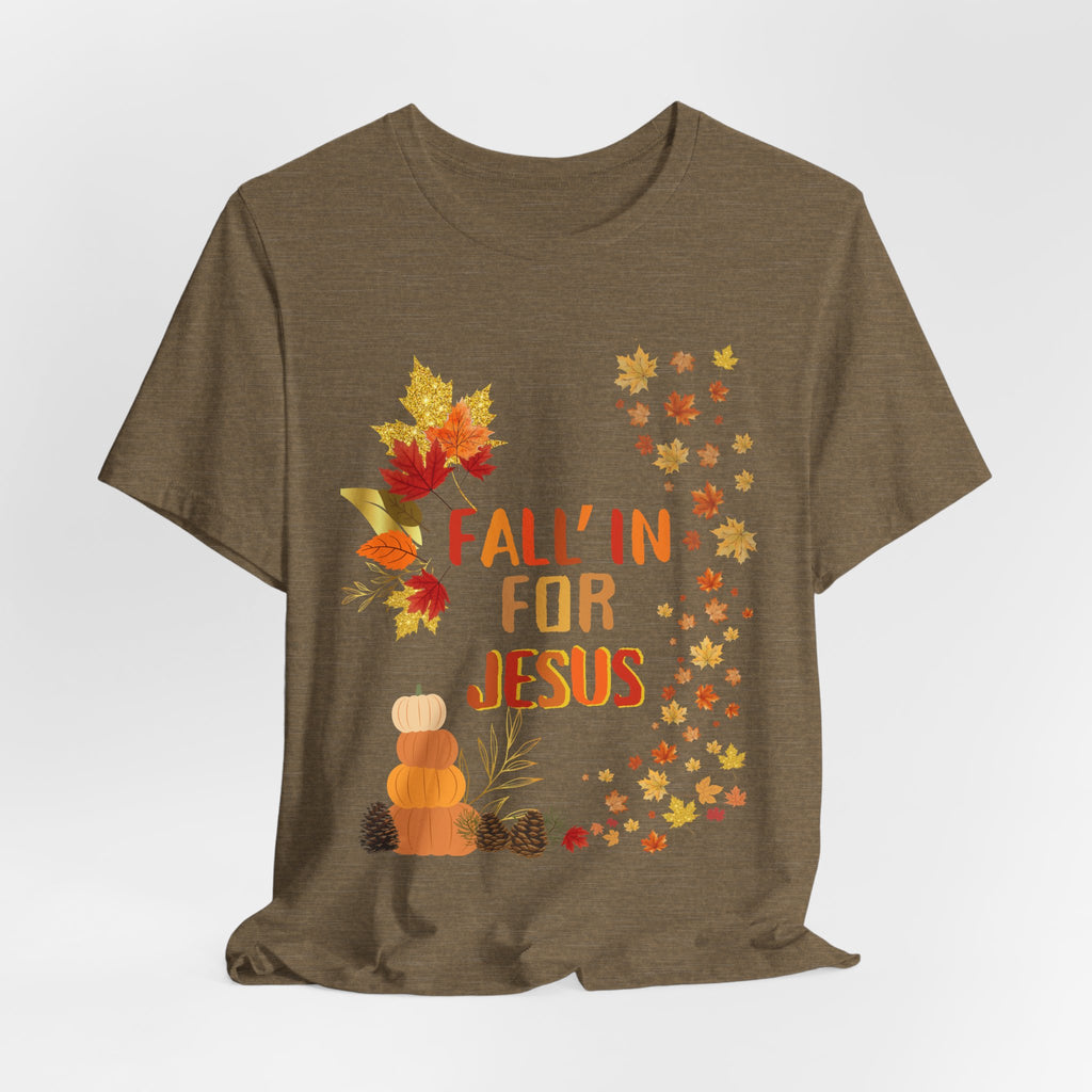 Christian Fall Tee, Fall Christian Shirt, Autumn Jesus Tshirt, Thanksgiving Religious Top, Unisex Jersey Short Sleeve Tee