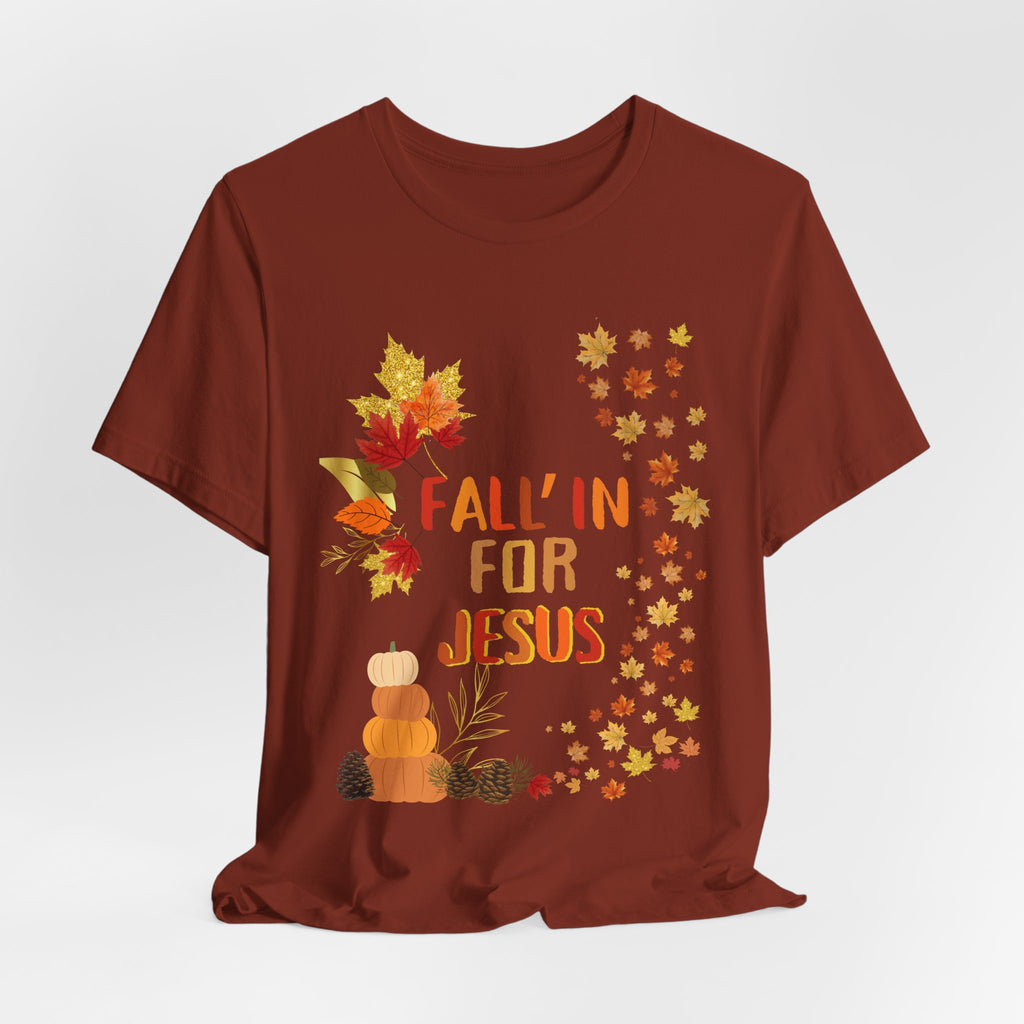 Christian Fall Tee, Fall Christian Shirt, Autumn Jesus Tshirt, Thanksgiving Religious Top, Unisex Jersey Short Sleeve Tee