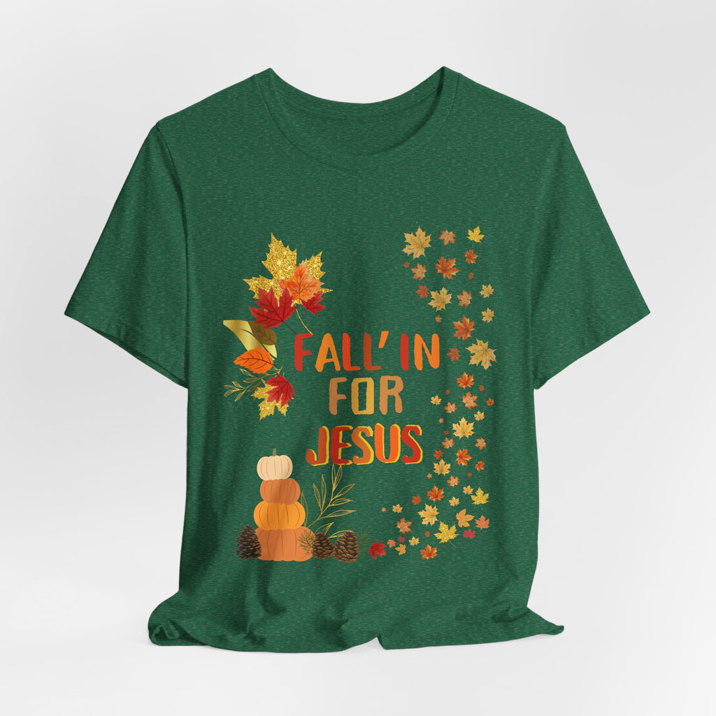 Christian Fall Tee, Fall Christian Shirt, Autumn Jesus Tshirt, Thanksgiving Religious Top, Unisex Jersey Short Sleeve Tee